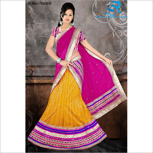 Expressive Yellow Net & Georgette Lehenga Choli