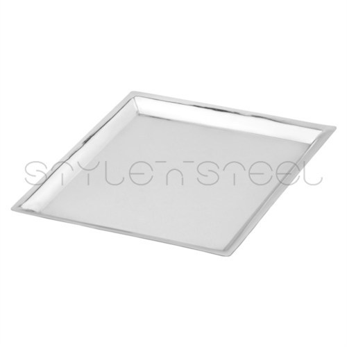 Square Service Tray - Stainless Steel, Variable Size | Durable, Stylish, Easy Cleaning, Food Safe, Polished Finish