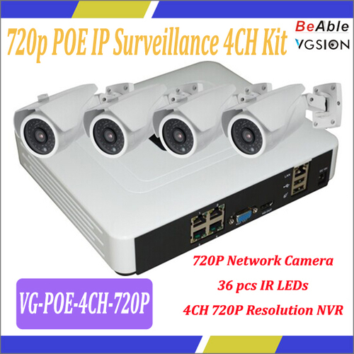 720p POE IP Surveillance 4CH Kit