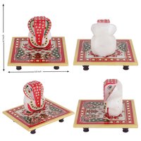 Indian Ethnic Marble Chowki Ganesh 6'