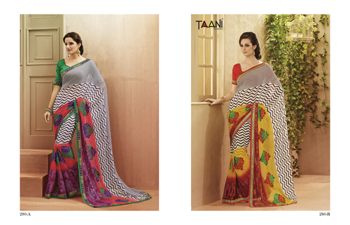 Grey Color Work Sarees