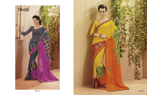 Foil Print and Work Sarees