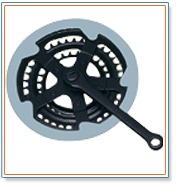 Bicycle Chainwheel - Steel 1/2"x3/32" Grey, 28-38-48T Teeth, 170mm Crank, Cotterless Powdercoated with Plastic Guards