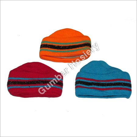 Woolen Monkey Caps - Soft Woolen Fabric, Various Sizes, Striped Orange Design | Comfortable Wear, Hand Wash Care, Perfect for Winter