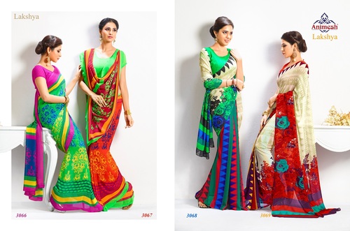 Colourful Fancy Sarees - Silk, 5.5 Meters x 1.1 Meters | Vibrant Colors, Printed Design, Elegant Draping