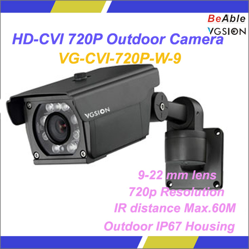 HD-CVI 720P Outdoor Camera - 1/3" CMOS, 9-22mm Lens, IP67 Housing | IR 60m, Long Range, Easy Install