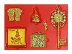 Kuber Kunji Yantra - Metal Alloy, Standard Size, Gold Coating | Intricate Design, Positive Energy, Wealth Attraction, Prosperity Boost, Antique Style