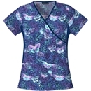 Nursing White Uniform - Polyester Blend, XS-3XL, Purple | Tear Resistant, Moisture-Wicking, Wrap Closure, Short Sleeve, 26 Inch Length