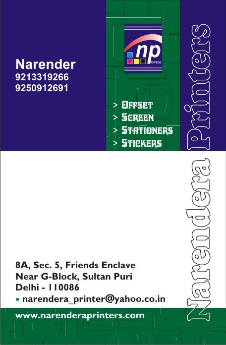 Narendra Printers Flex & V card