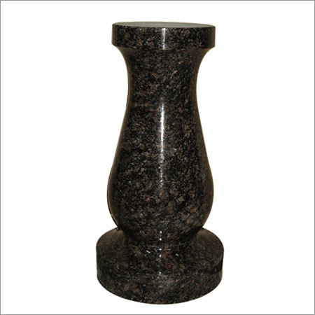 Indian Black Classic Granite Vase - Granite, 12x6 Inches, Black | Polished Surface, Elegant Design, Durable Material