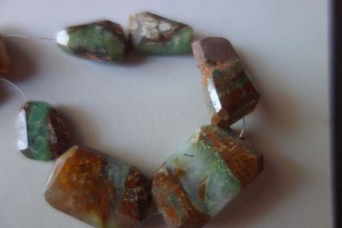 Natural chrysoprase faceted nuggets 6pcs 6x12mm to 7x22mm in one bag 