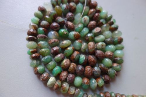 Chalcedony Natural Chrysoprase Faceted Rondelle 7 Inch 9mm-8mm Beads Single Strand