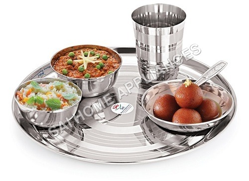 Bhojan Set - Stainless Steel, 13 Inch | Long Lasting Shine, Alluring Design and Perfect Finish