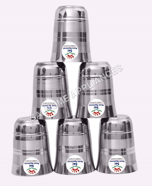 Stainless Steel Glass Set - Durable Lightweight Design, Silver Touch Finish | High Quality Food Grade Steel, Sturdy & Polished for Home Use