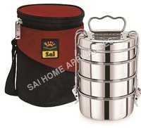 Hot Carrier Tiffin Box 4 - Stainless Steel, 11x11x13.3 Cm, Silver | Durable, Lightweight, Perfect Polishing, Flawless Finish