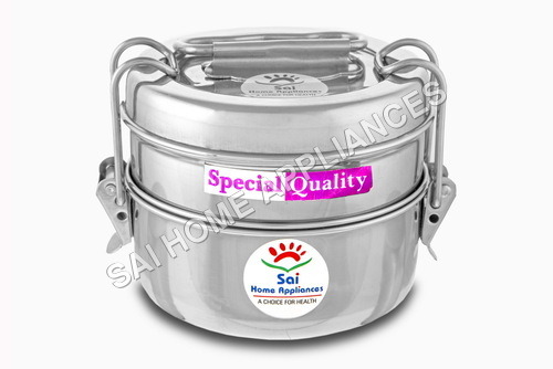 Insulated Clip Tiffin Box - Stainless Steel 11x11x13.3 cm Silver | Sturdy Design Rust Resistance Easy to Clean Germ Free Food Storage