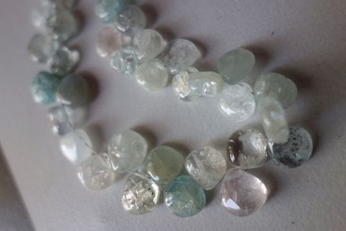 natural multi aquamarine plain briolettes beads single stand 7inch 8mm-9mm 