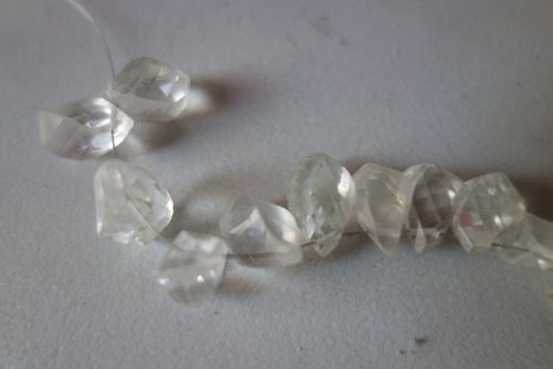 Semi-Transparent Natural Crystal Faceted Twisted Drops Beads 9X13Mm To 7X13Mm 10 Pcs In A Bag 