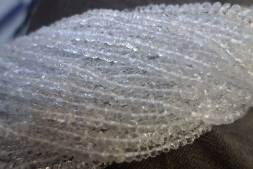 13 Inch  Natural Crystal Faceted Rondell Beads Single Strand 3Mm-4Mm 