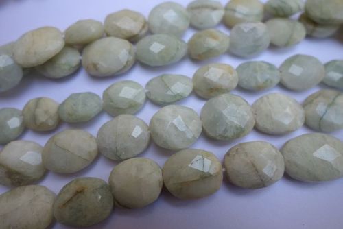 13 inch  natural aquamarien faceted oval beads single strand9x11mm to 10x12mm 
