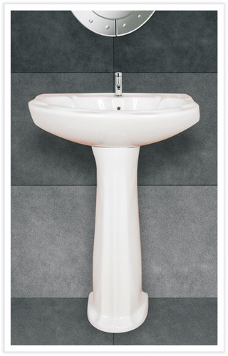 Wash Basin with Pedestal - Ceramic, White, Varied Sizes | Durable, Scratch Resistant, Water Saving, Glossy Finish