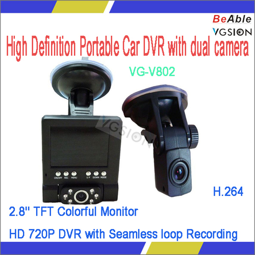 High Definition Portable Car DVR with dual camera