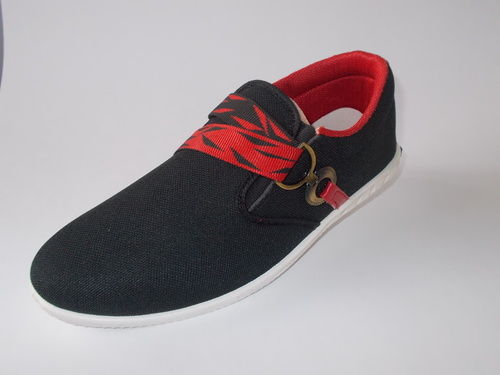 Men's Casual Shoes - Synthetic Leather, Black, Double Colour EVA Sole | Lightweight, Supportive, Breathable, Durable, Hook and Loop Closure