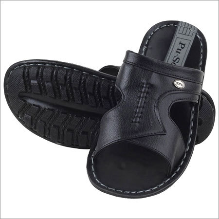 PU Men's Slippers - PU Material, Black Color | Durable, Comfortable, Soft, Smooth Finish, Wear Resistant