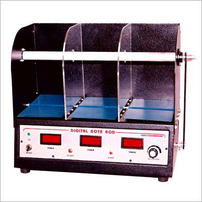 Rotarod Apparatus - M.S. Frame with Powder Coating, 75mm Compartment Width, Variable Speed D.C. Drive | Digital Timer, Transparent Dividers, Multiple Compartments