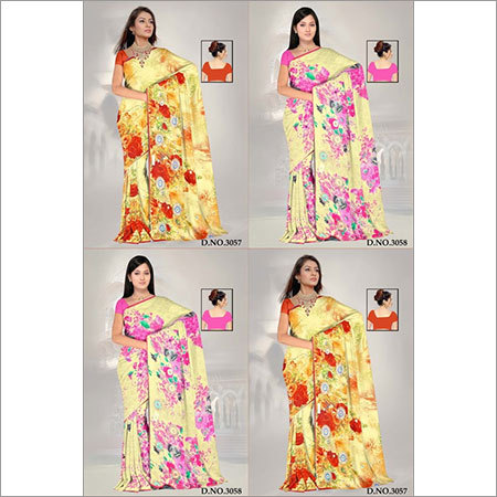Embroidery saree printed 
