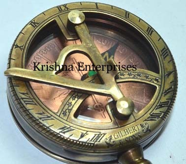 Gilbert & Sons Antique Compass - Brass, 2.5 Inch, Brown Antique Finish | Hand-Made, Nautical Replica, Sundial Feature, Collectible Gift