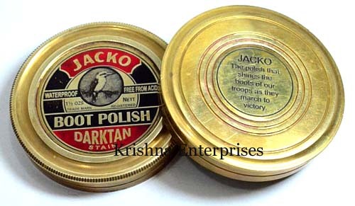 Antique JACKO Compass - 2.5 Inch Brass, Brown Antique Finish | Handcrafted, Engraved Boot Polish, Nautical Collectible