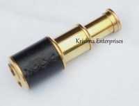 Brass Pocket Telescope - Polished Brass, 5-8 Inches, Black Leather Sheath | Handcrafted Nautical Maritime Telescope