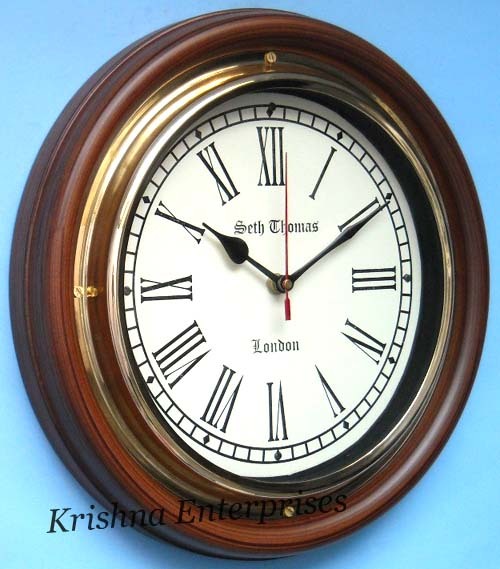 Wood & Brass Wall Clock