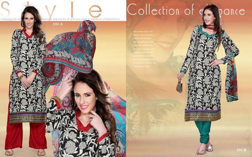 Traditional Casual Dress Material - Pure Pashmina Fabric, White & Black, Sizes 34-44, Heavy Thread Embroidery, Unstitched