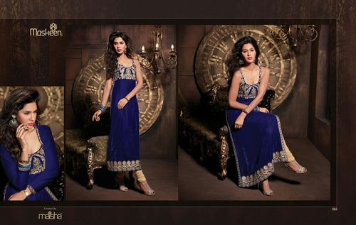 Party Wear Salwar Kameez Pakistani - Pure Georgette Blue, Full Sleeves, Sizes 34-44 | Heavy Embroidery, Pure Santoon Bottom, Nazmeen Duppatta