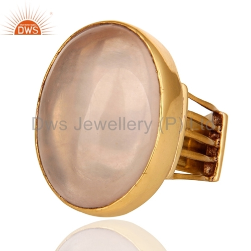 Rose Quartz Gemstone Brass Ring