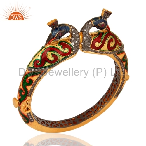Gold Over Sterling Silver Enamel Bangle