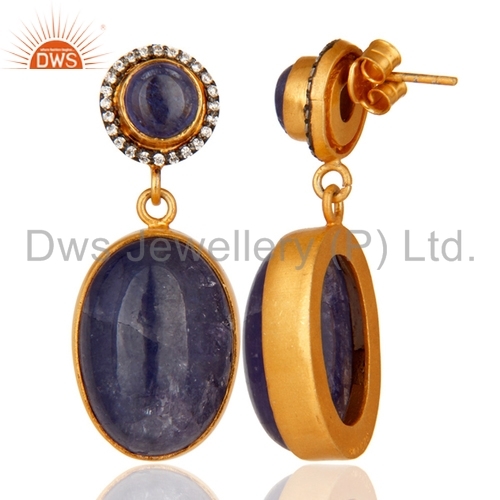 Tanzanite Stone Sterling Silver Earrings