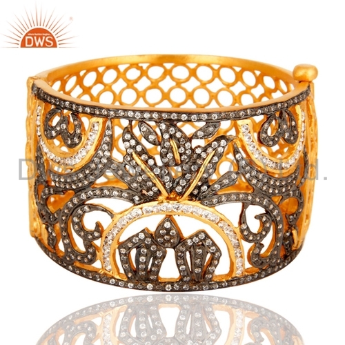 Gold Plated Brass Openable Wide Bangle