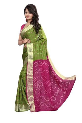 Art Silk Green Cotton Lovely Bandhani Saree