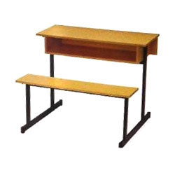 School Dual Desk - Metal & Wood, 1200x600x750 mm, Light Brown | Dual Seating, Durable Build, Easy Assembly, Space Saving, Student Friendly