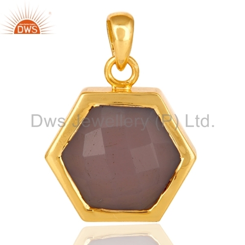 Gold Plated Silver Rose Quartz Pendant