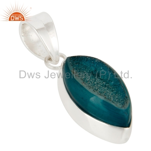 Sterling Silver Blue Titanium Druzy Pendant