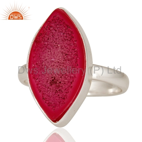 Pink Druzy Sterling Silver Ring