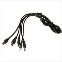 Multi Pin Mobile Charger Cable - Pvc, 1-3 Meters, Black | 5 Pins, 2.4a, Fast Charging, Fire Resistant, Lightweight, Short Circuit Protection