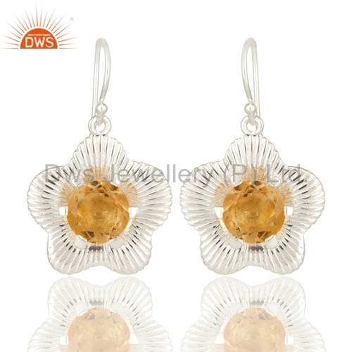 Citrine Gemstone Sterling Silver Earring Jewelry Metal Purity: 925