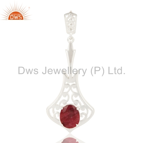 Ruby Gemstone Party Wear Silver Pendant Metal Purity: 925