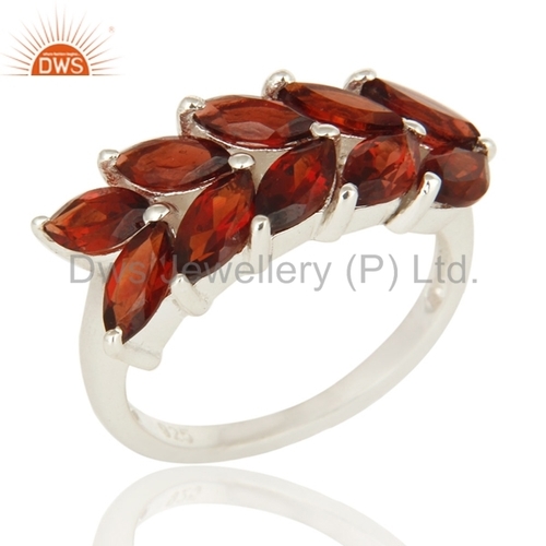 Garnet Gemstone Designer 925 Silver Rings Size: 5-10 Us Size