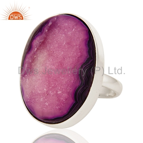 Purple Druzy Agate Sterling Silver Ring